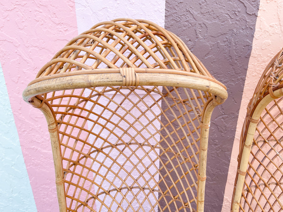Pair of Hooded Rattan Chairs