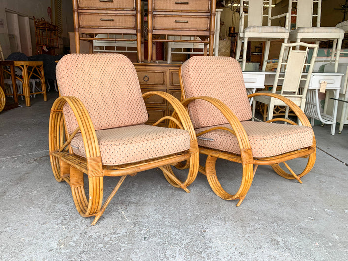 Pair of Island Style Rattan Lounge Chairs