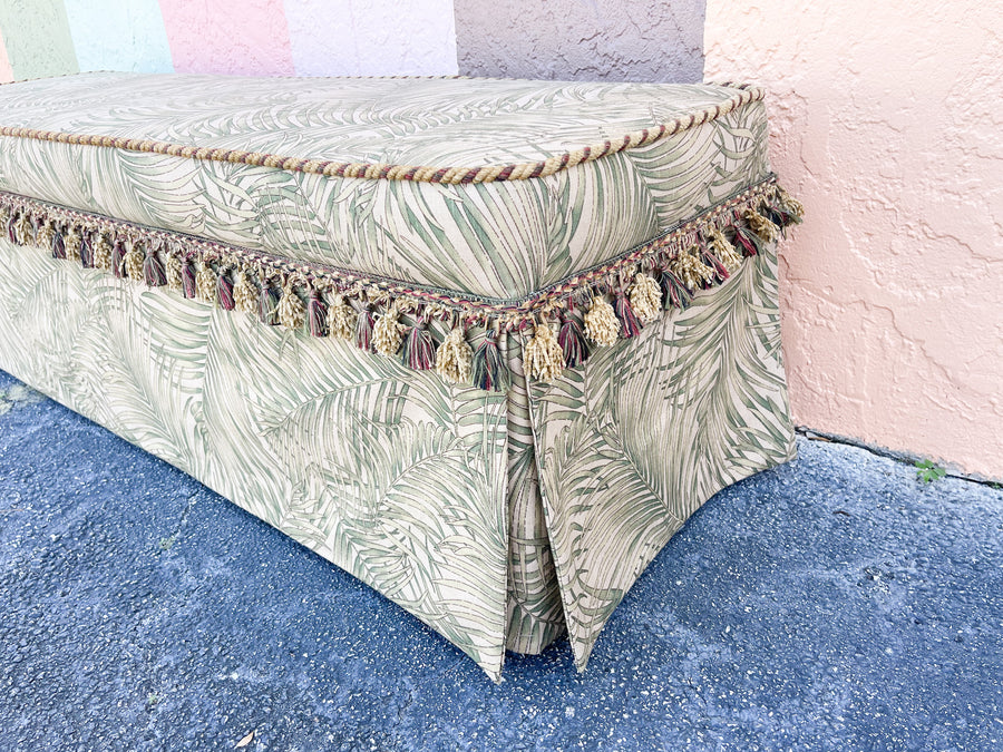 Palm Print Upholstered Bench