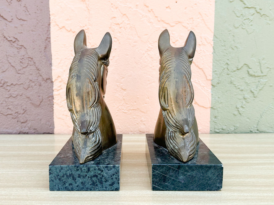 Pair of Brass Horse Head Bookends