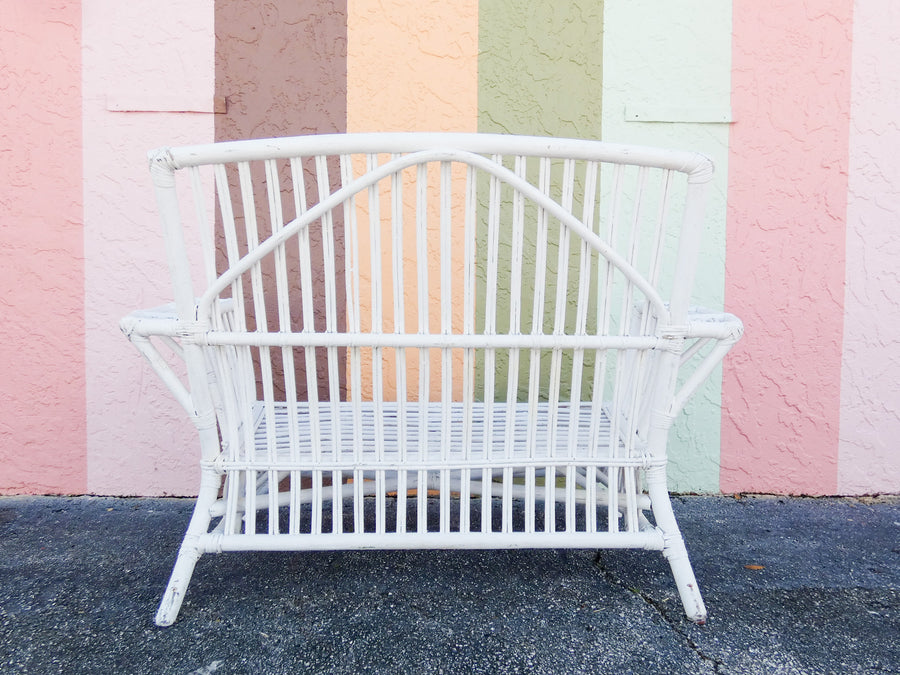Stick Wicker Painted Loveseat
