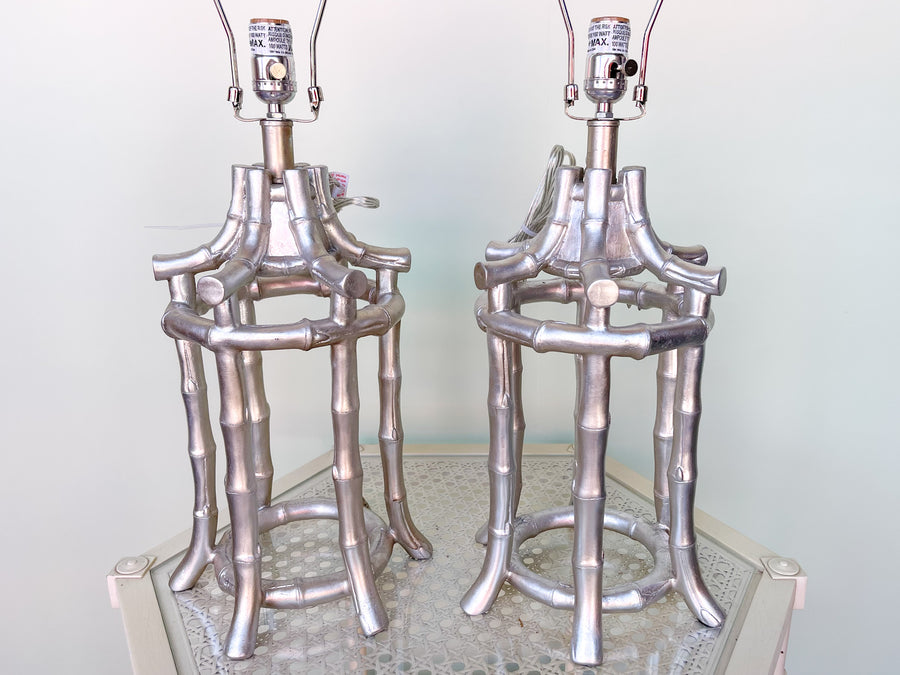 Pair of Faux Bamboo Pagoda Lamps