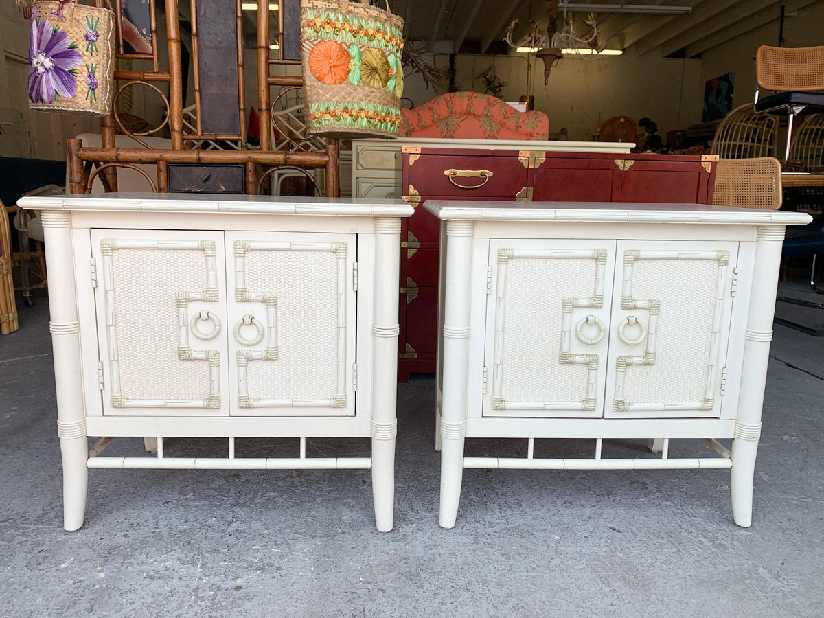 Pair of Thomasville Faux Bamboo Night Stands