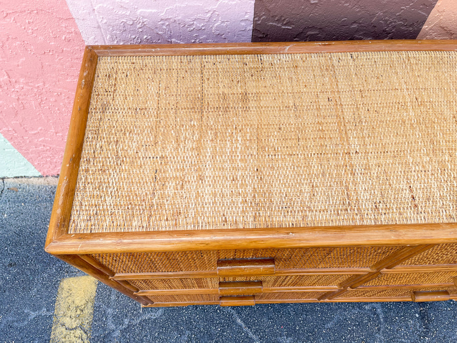 Pair of Rattan and Seagrass Nightstands