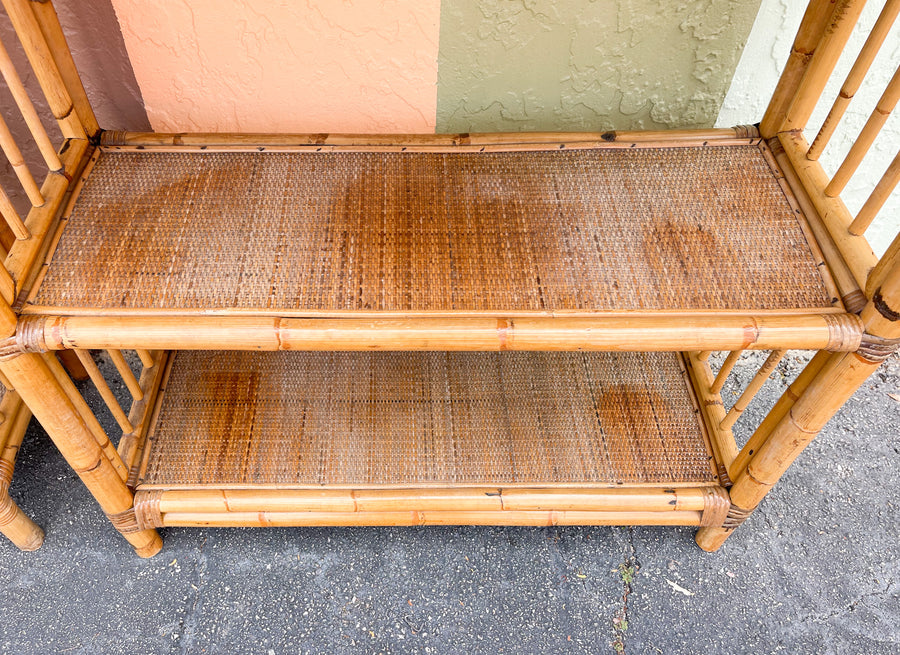 Pair of Island Style Rattan Etageres