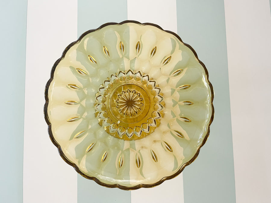 Amber Sunset Glass Cake Stand