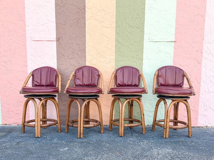 Set of Four Rattan Counter Stools