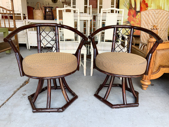 Pair of Rattan Swivel Chairs