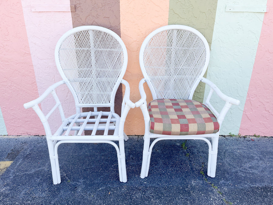 Pair of White Balloon Back Chairs