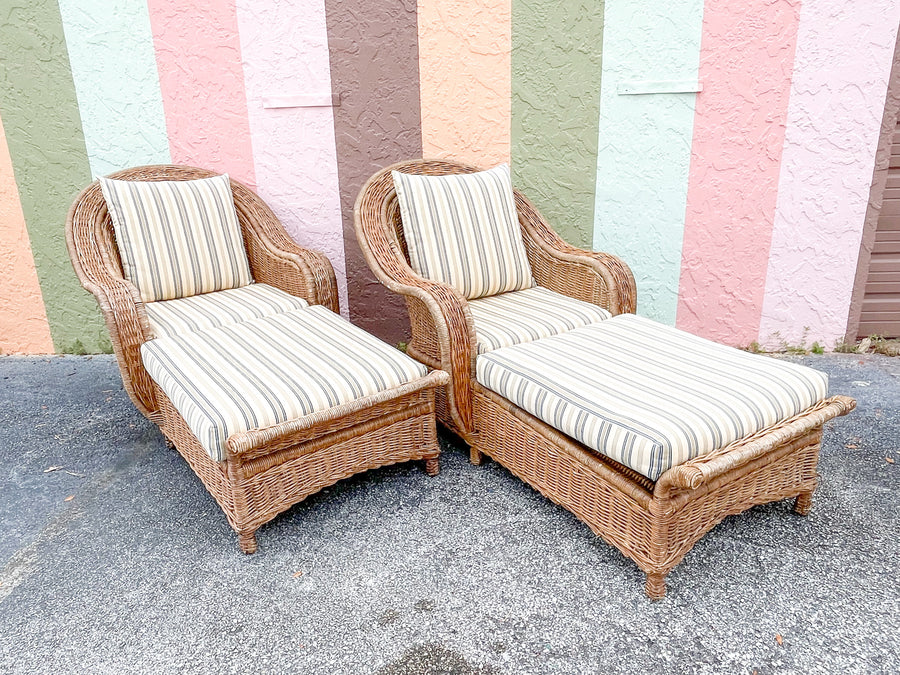 Pair of Rattan Chaises