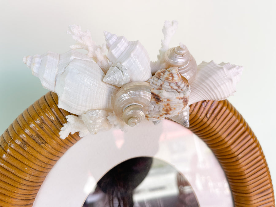 Pair of Rattan and Shell Vintage Frames
