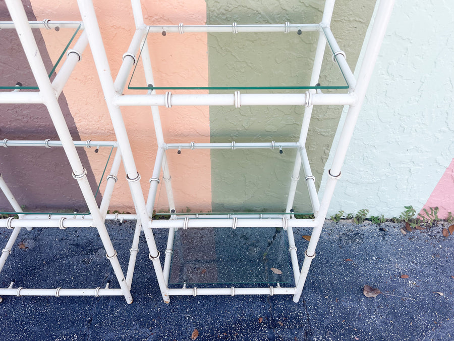 Pair of Faux Bamboo Metal Etageres