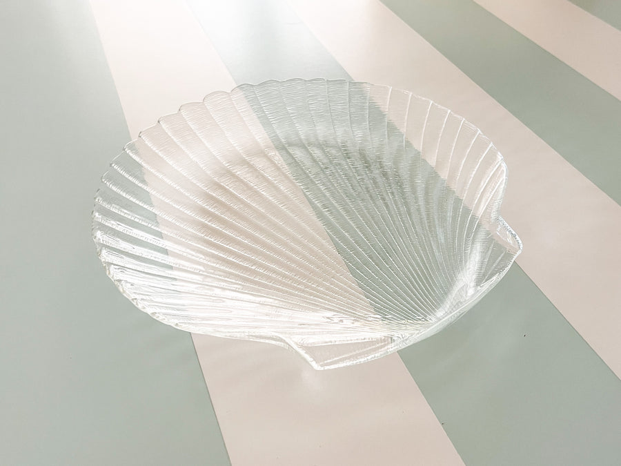 Set of Eight Glass Clam Shell Dinner Plates