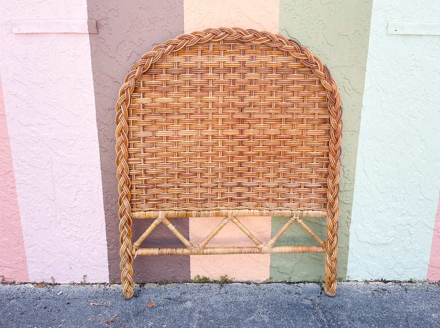 Pair of Braided Wicker Twin Headboards