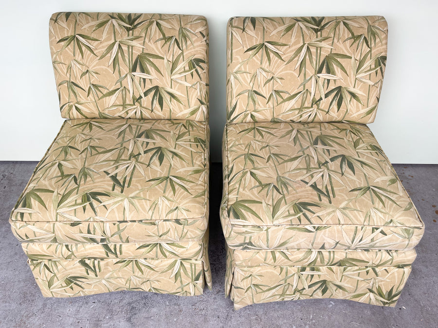 Pair of Bamboo Print Slipper Chairs