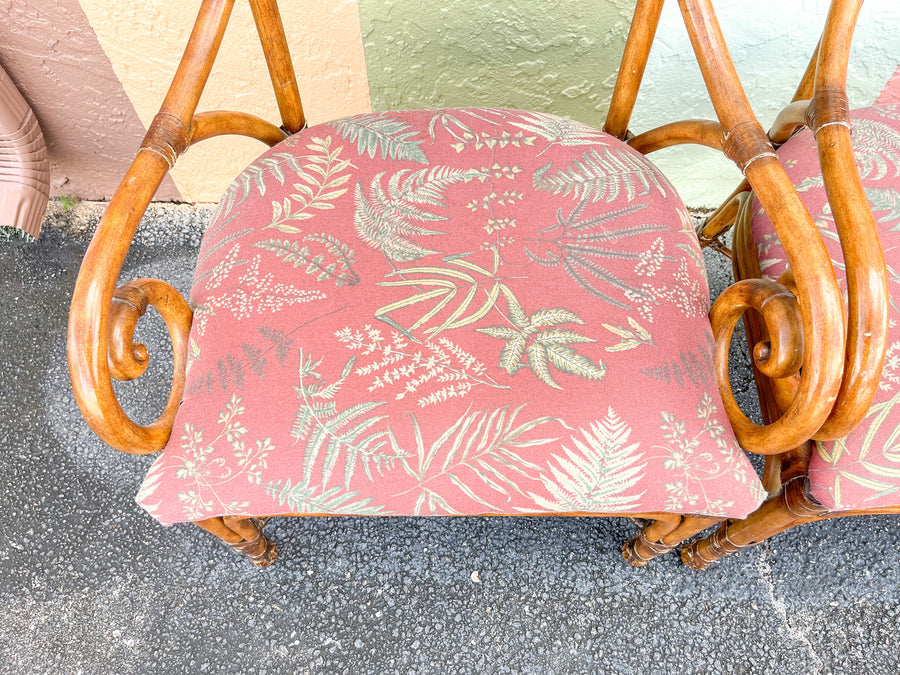 Set of Six Rattan Alligator Dining Chairs