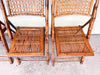 Set of Three Bamboo and Cane Folding Chairs