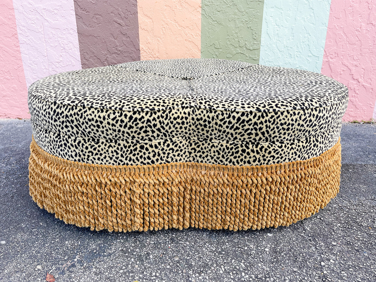 Oversized Cheetah Ottoman on Casters