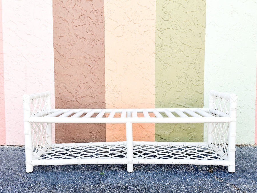 Palm Beach Chic Rattan Lattice Bench