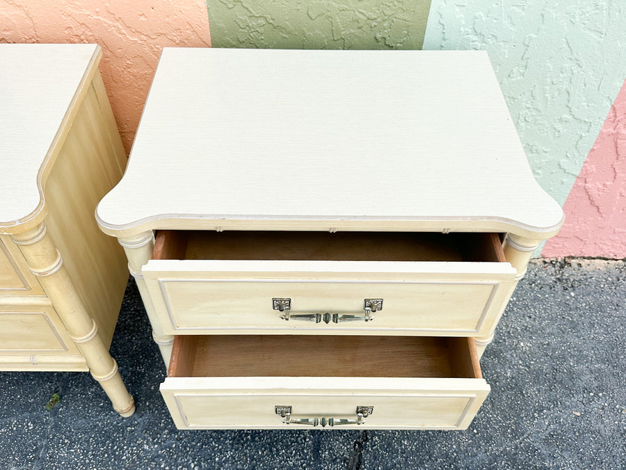 Pair of Henry Link Faux Bamboo Nightstands