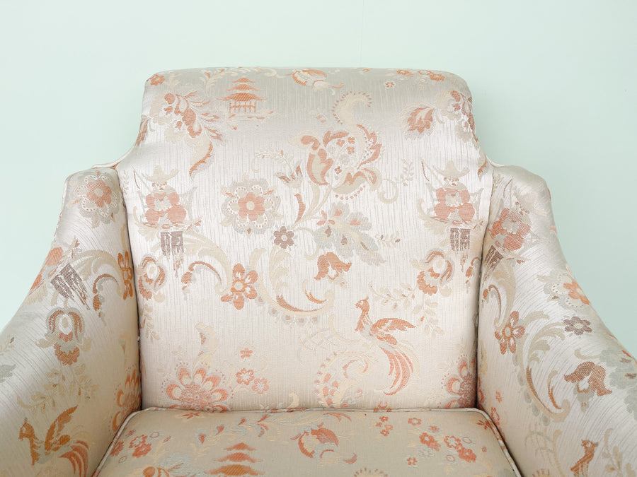 Palm Beach Chic Upholstered Pagoda Arm Chair