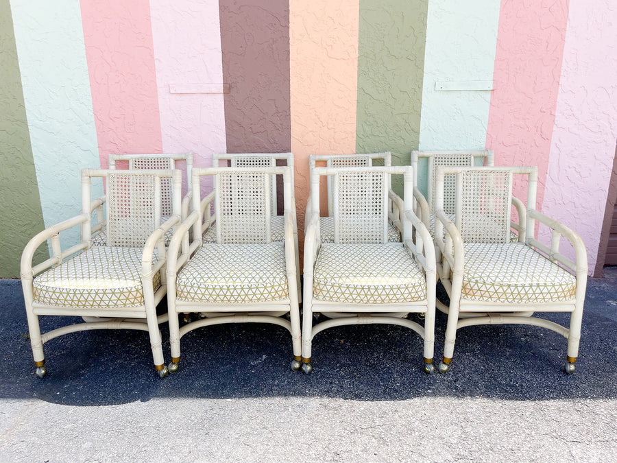 Pair of Ficks Reed Rattan and Cane Arm Chairs