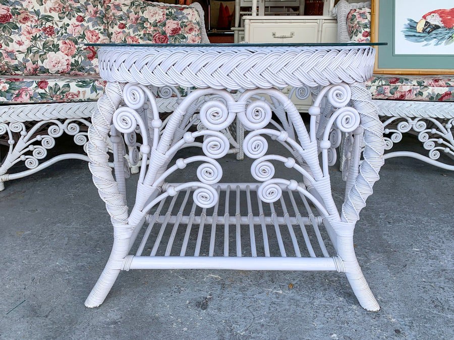 Pair of Fiddlehead Wicker End Tables