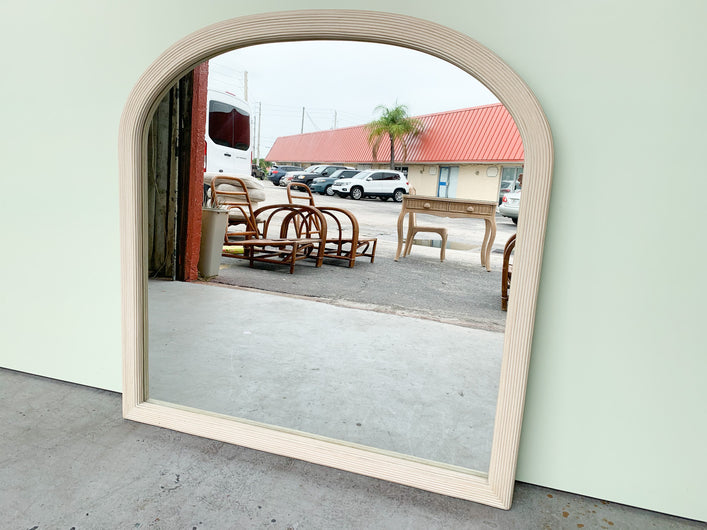 Large Split Reed Rattan Arch Mirror