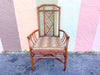 Set of Six Brown Jordan Rattan Chippendale Dining Chairs