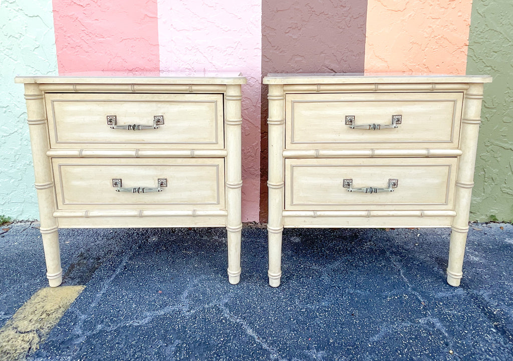 Pair of Faux Bamboo Nightstands