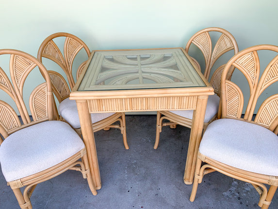 Palm Beachy Rattan Game Table and Chairs