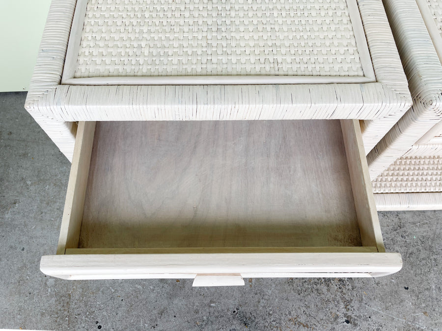 Pair of Wicker Wrapped Nightstands