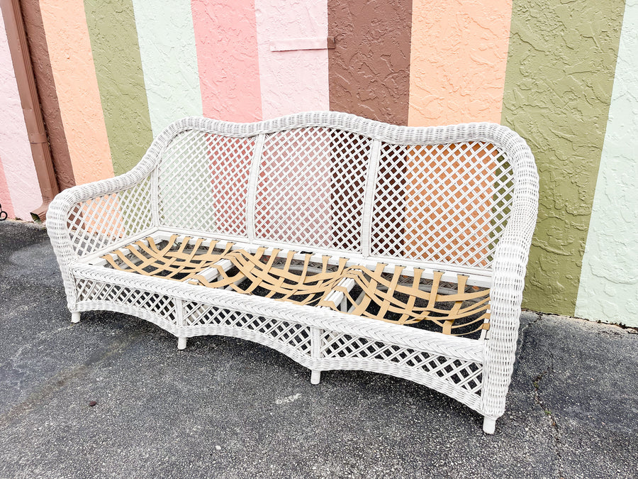 Palm Beach Braided Lattice Wicker Sofa