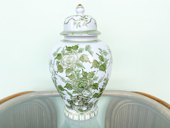 Pretty Green and Gold Ginger Jar