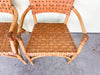 Pair of Leather and Rattan Arm Chairs