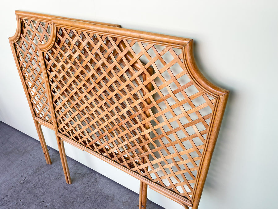 Pair of Lattice Rattan Twin Headboards