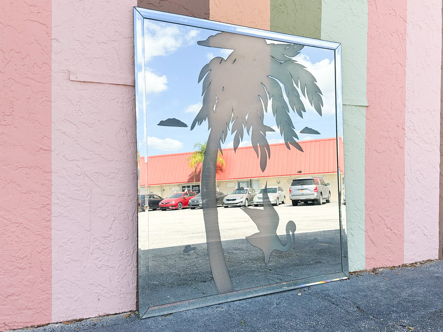 Large Heron and Palm Mirror