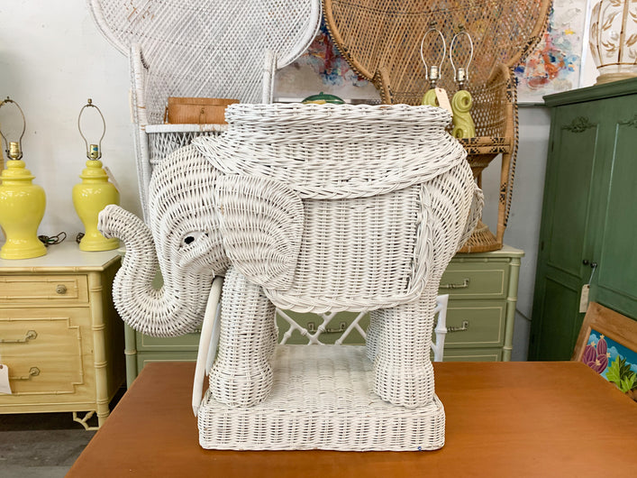 Wicker Elephant Garden Seat