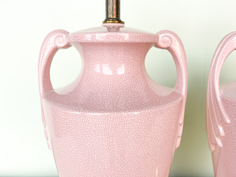 Pair of Pink Chic Crackle Lamps