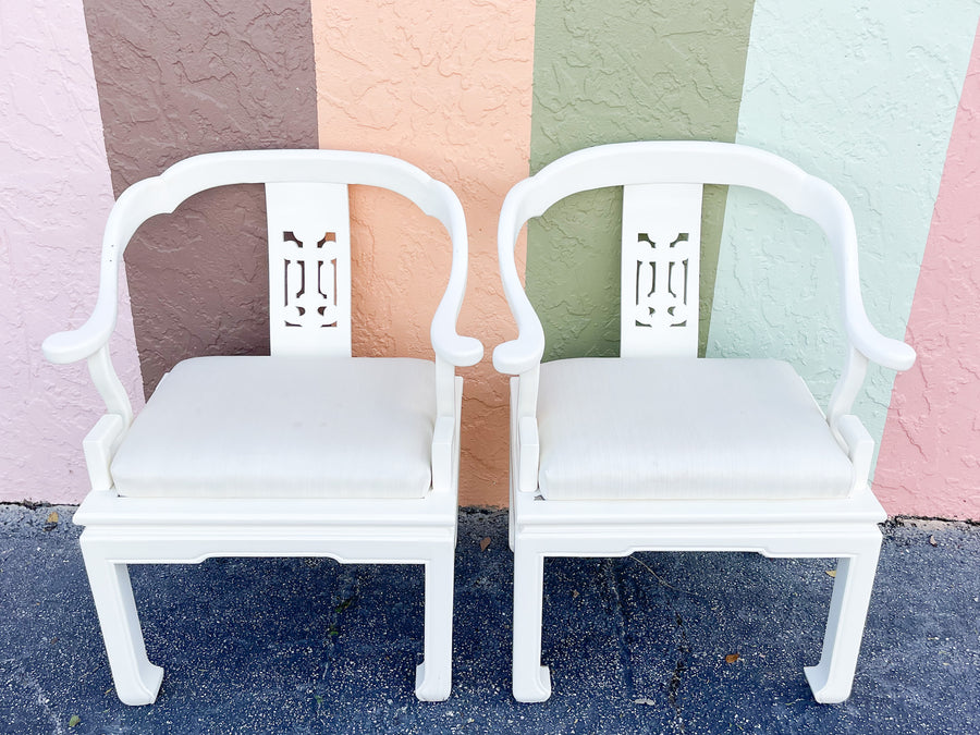 Pair of White Lacquered Ming Chairs