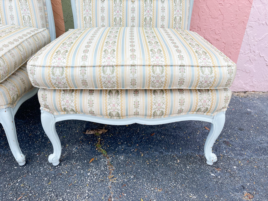 Pair of Granny Chic Upholstered Slipper Chairs