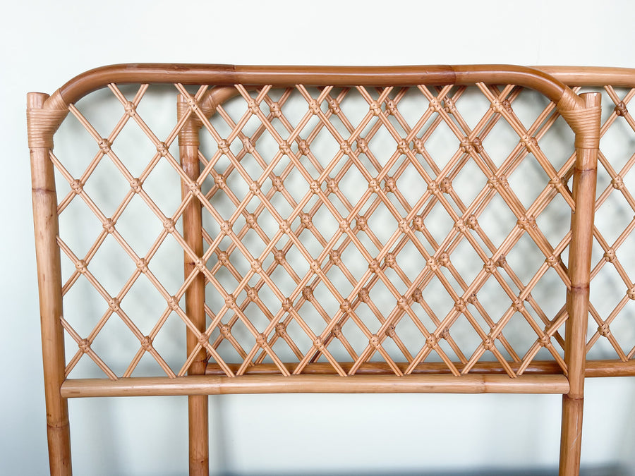 Pair of Rattan Lattice Twin Headboards