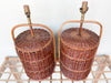 Pair of Rattan Basket Lamps