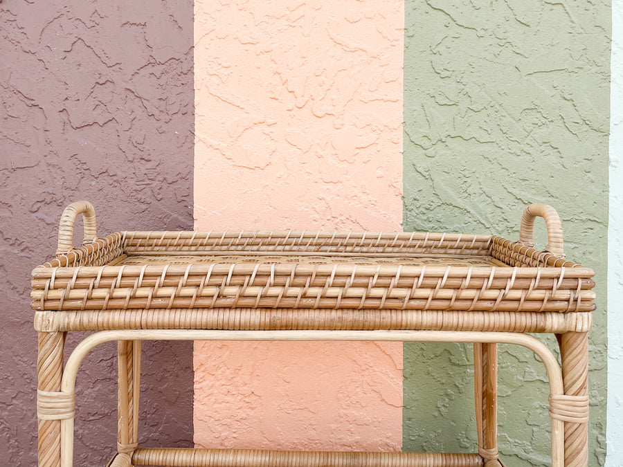 Modern Rattan Bar Cart