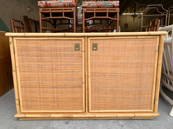 Italian Rattan and Seagrass Cabinet