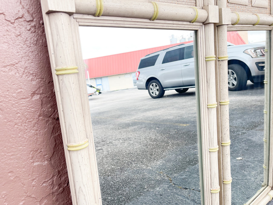 Pair of Greek Key Faux Bamboo Mirrors