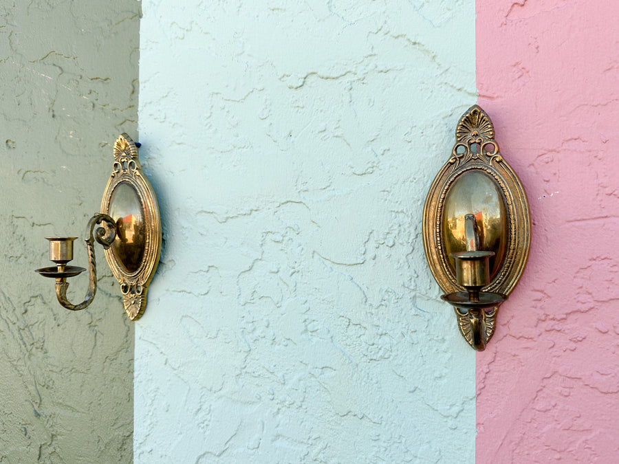 Pair of Petite Brass Wall Sconces