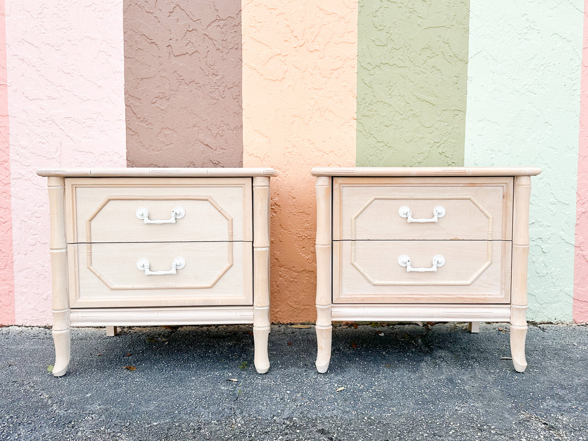 Pair of Faux Bamboo Nightstands