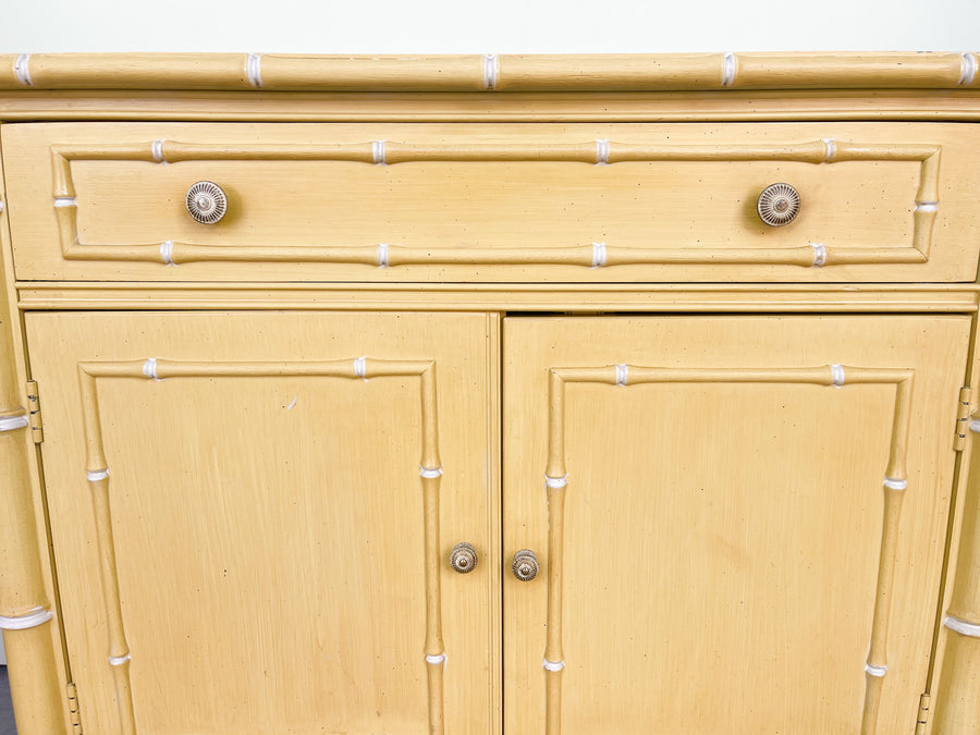 Yellow Thomasville Faux Bamboo Oversized Nightstand