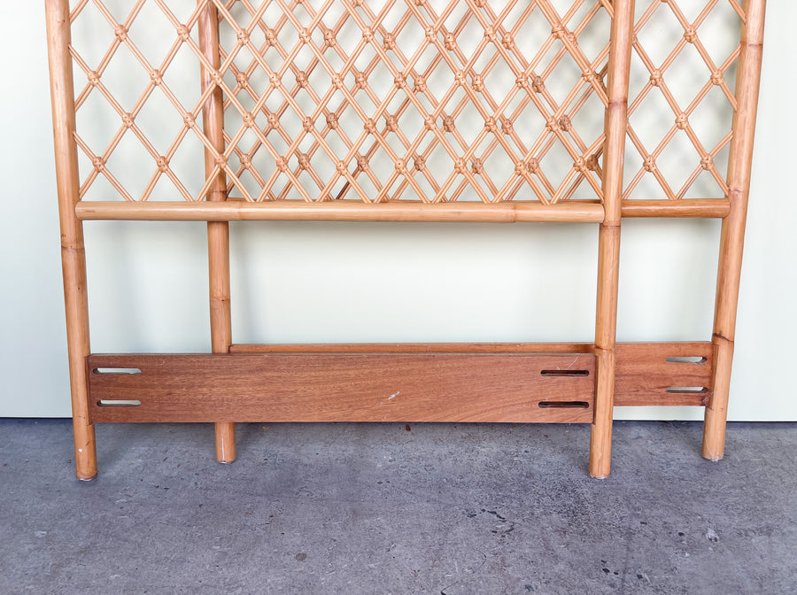 Pair of Rattan Lattice Twin Headboards